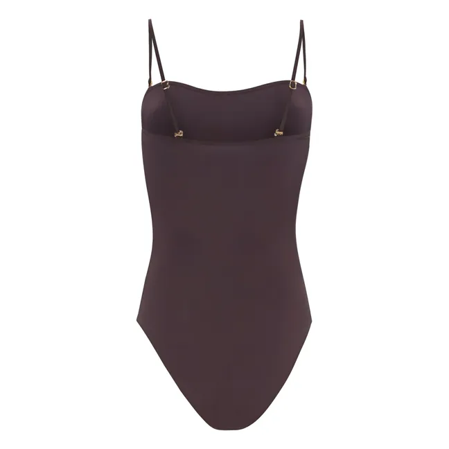 One-Piece Swimsuit with Crossed Straps | Chocolate