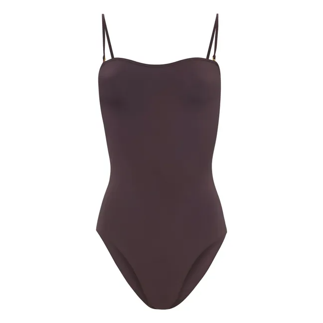 One-Piece Swimsuit with Crossed Straps | Chocolate