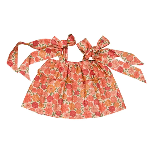 Blusa Castilla Flores Algodón Ecológico | Coral