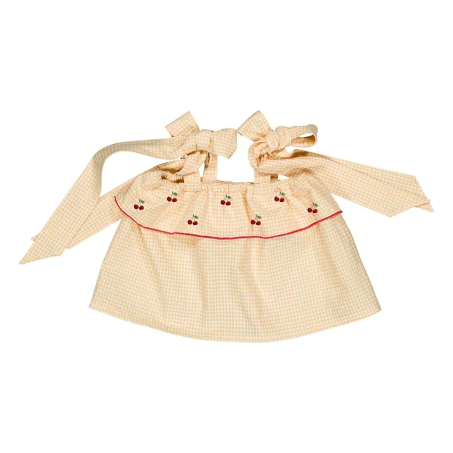 Blusa de algodón ecológico Castille Vichy Cerises | Amarillo