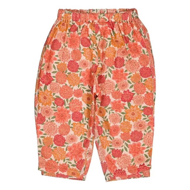 Pantalon Nini Fleurs Coton Bio | Corail