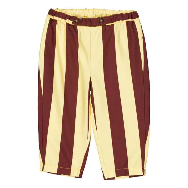 Pantalon Nini Rayé Coton Bio | Bordeaux