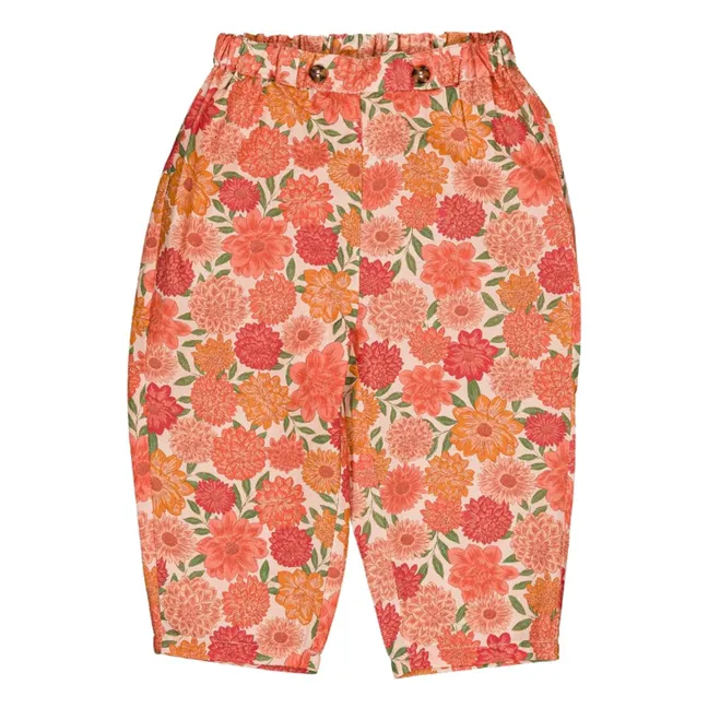 Pantalon Nini Fleurs Coton Bio | Corail