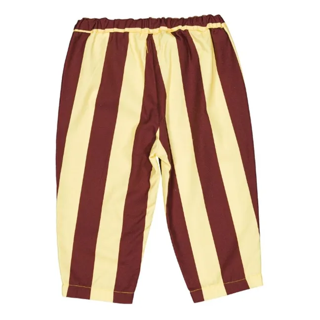 Nini Striped Organic Cotton Pants | Burgundy