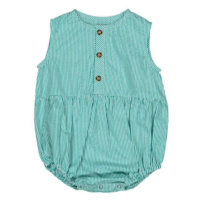 Barboteuse Pio Rayée | Bleu turquoise