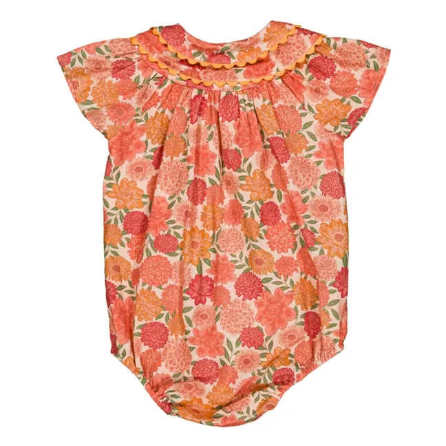 Pelele de algodón ecológico Toinette Flowers | Coral