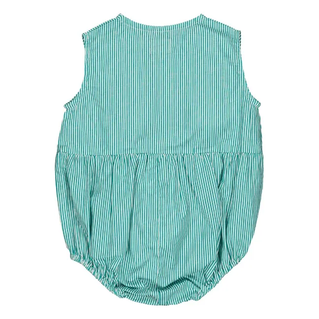 Barboteuse Pio Rayée | Bleu turquoise