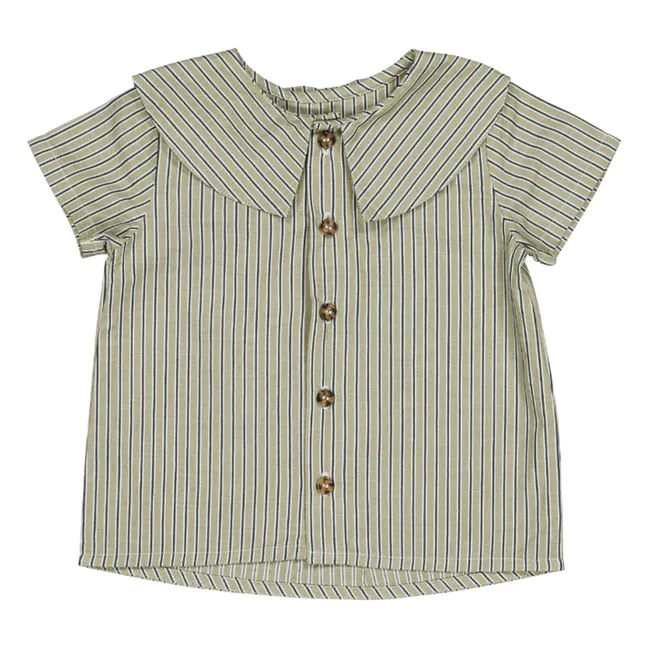 Camisa Lorette de algodón orgánico a rayas | Verde
