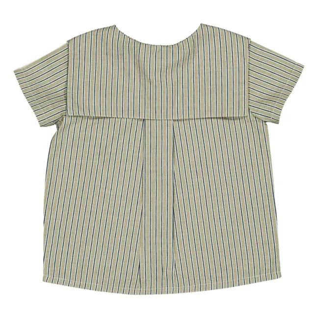 Camisa Lorette de algodón orgánico a rayas | Verde