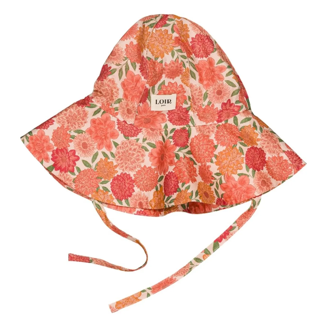 Chapeau Toscana Fleurs Coton Bio | Corail- Image produit n°0