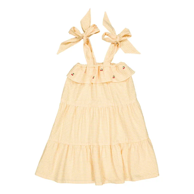 Robe Olga Vichy Coton Bio | Jaune
