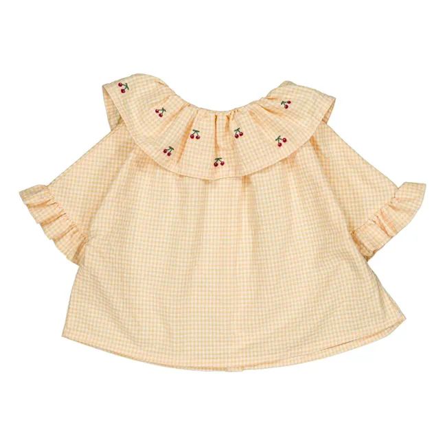 Blusa Hortense Vichy Cerises Algodón Ecológico | Amarillo