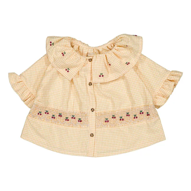 Blusa Hortense Vichy Cerises Algodón Ecológico | Amarillo