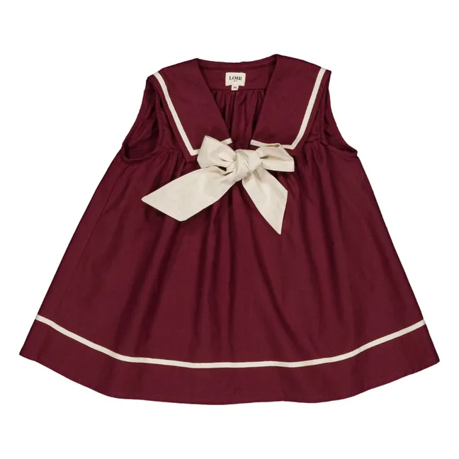 Gabriella Vestido con lazo de lino | Burdeos