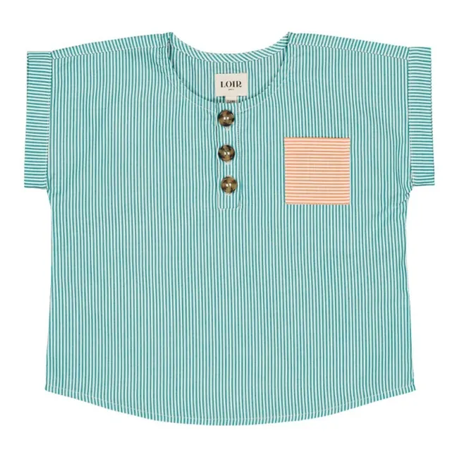 Kurta Blouset Rayée | Bleu turquoise