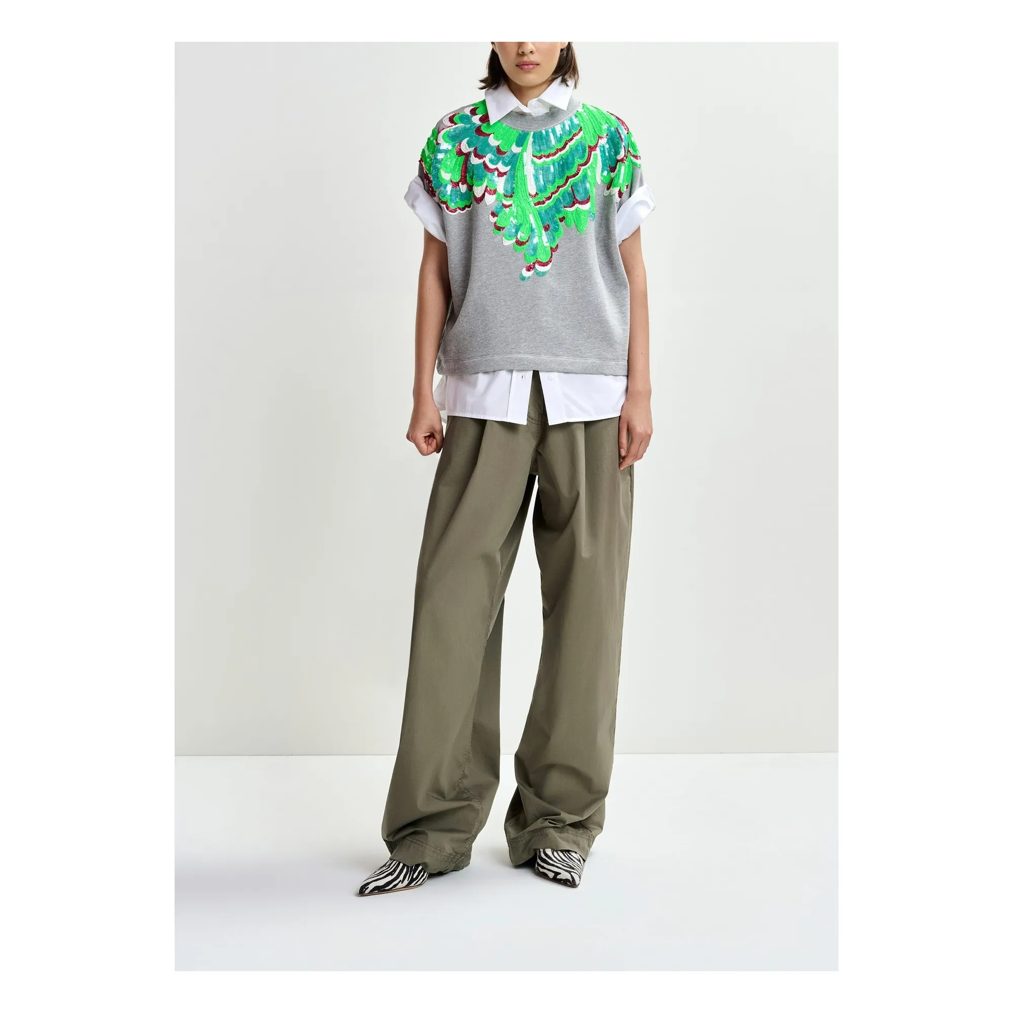 Sweat Jolies Broderies | Vert- Image produit n°1