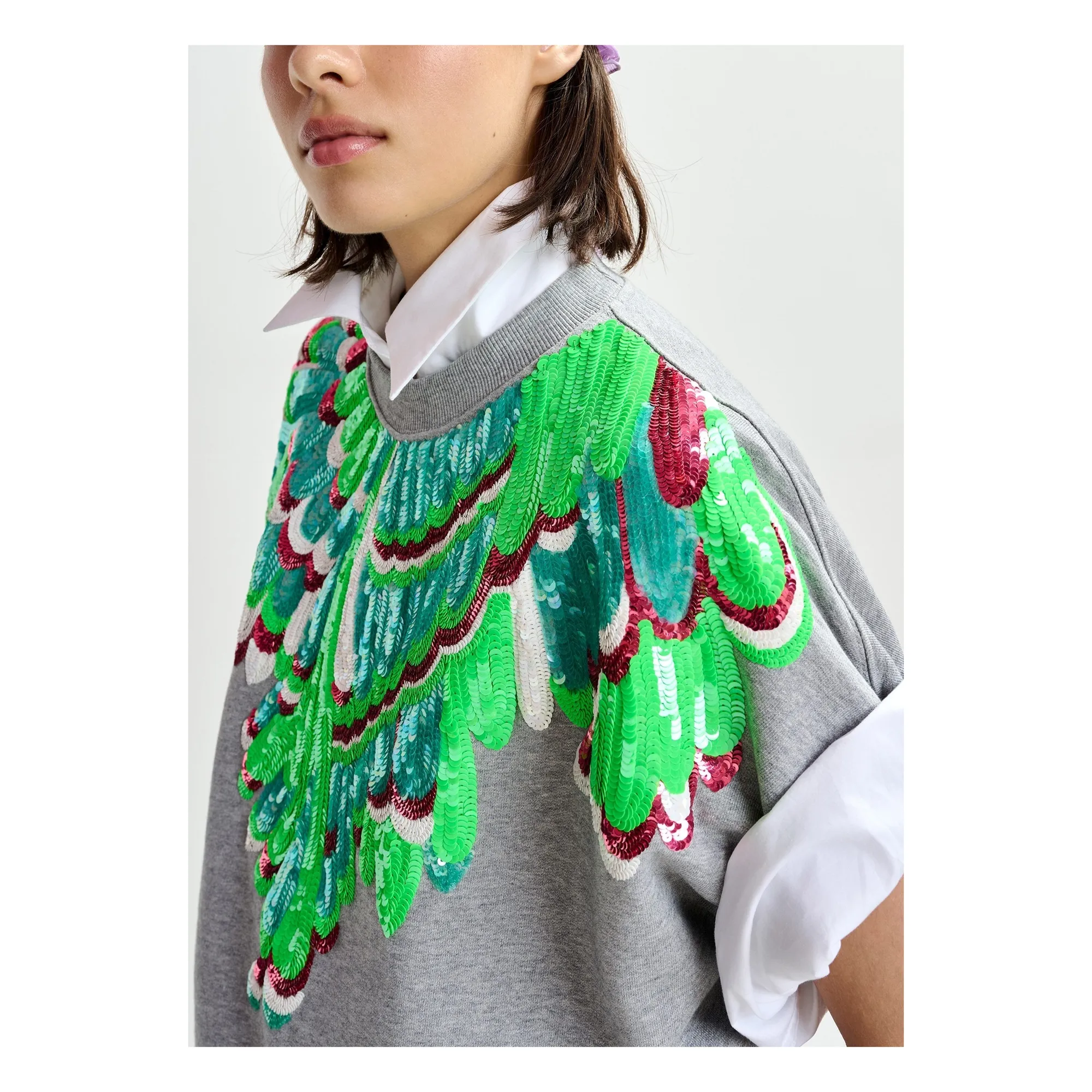 Sweat Jolies Broderies | Vert- Image produit n°2