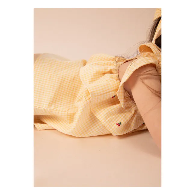 Blusa de algodón ecológico Castille Vichy Cerises | Amarillo