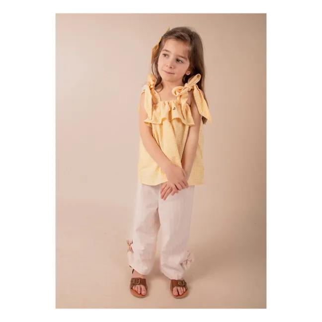 Blusa de algodón ecológico Castille Vichy Cerises | Amarillo