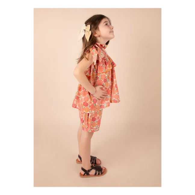 Blouse Castille Fleurs Coton Bio | Corail