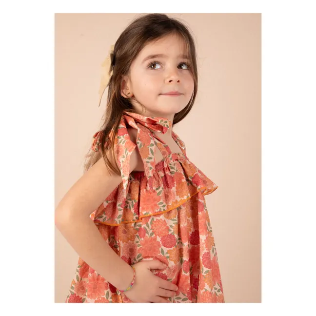Blouse Castille Fleurs Coton Bio | Corail