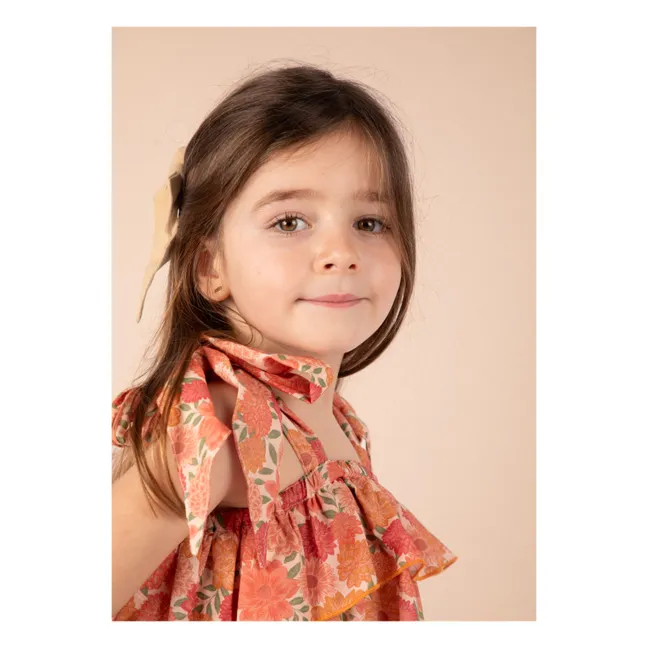 Blouse Castille Fleurs Coton Bio | Corail