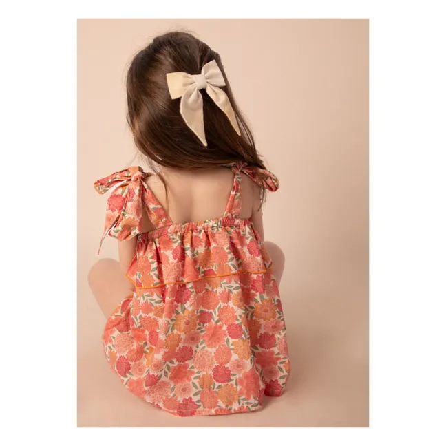 Blouse Castille Fleurs Coton Bio | Corail