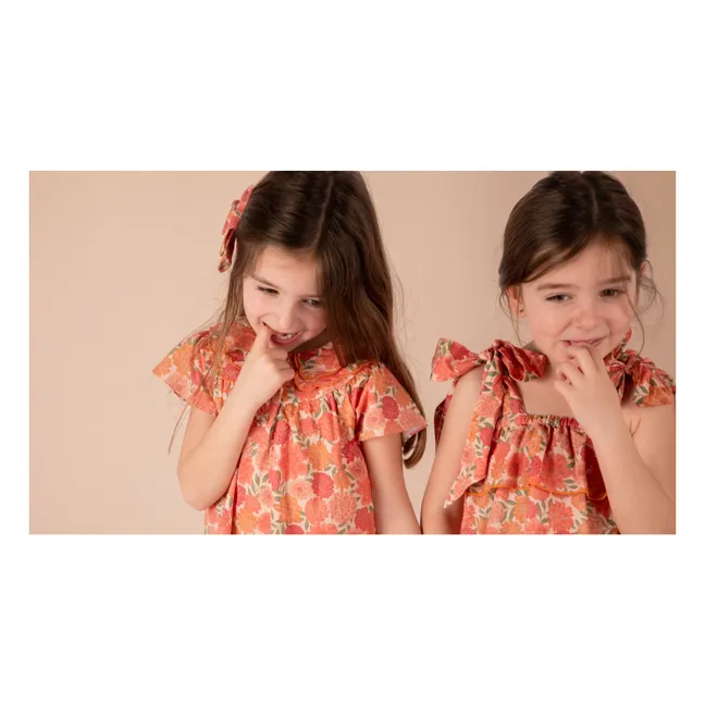 Blouse Castille Fleurs Coton Bio | Corail