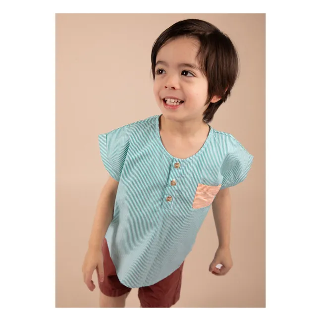 Kurta Chaqueta a rayas | Azul Turquesa