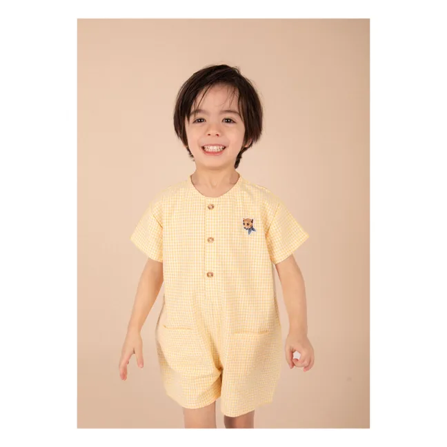 Combishort Arsène Vichy Coton Bio | Jaune