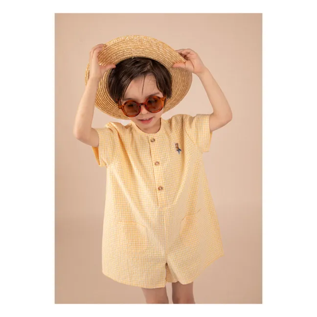 Arsène Vichy Organic Cotton Playsuit | Yellow