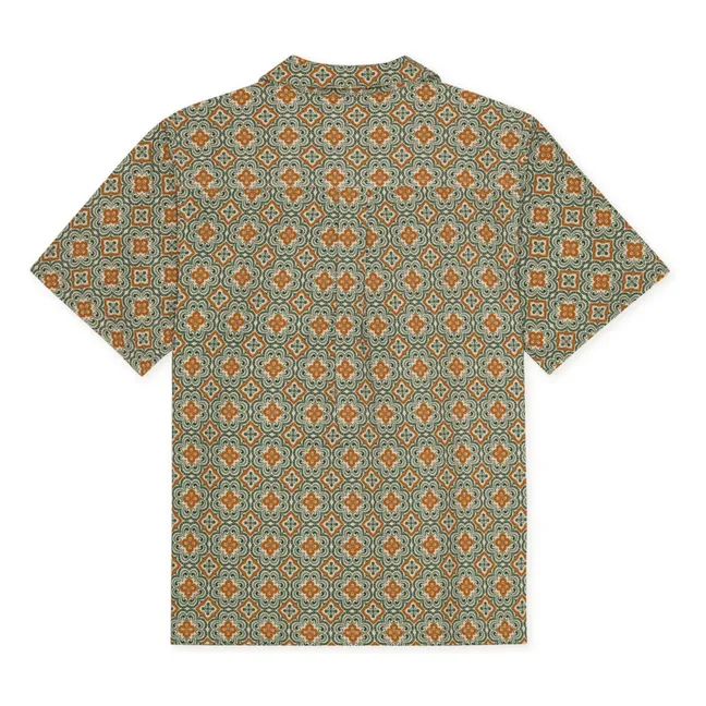 Chemise Manches Courtes Lukas Arabesque Coton Bio | Vert argile