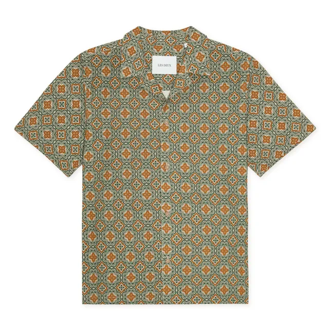 Chemise Manches Courtes Lukas Arabesque Coton Bio | Vert argile