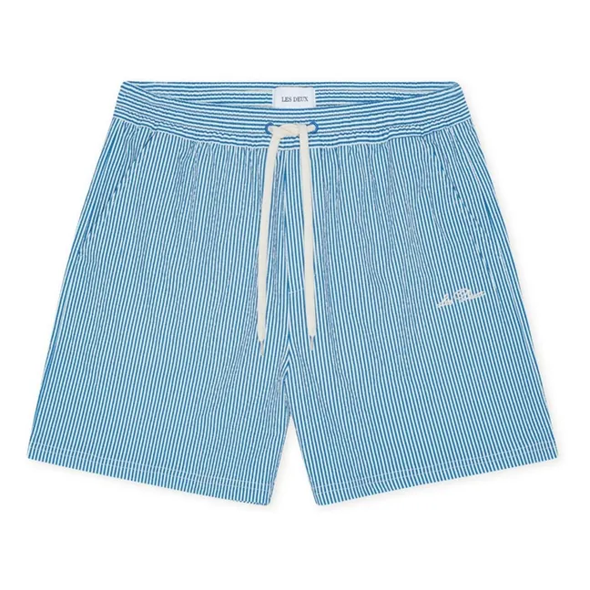 Short de Bain rayé Stan Seersucker | Bleu azur