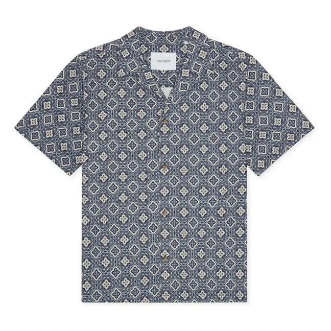 Chemise Manches Courtes Lukas Arabesque Coton Bio | Bleu