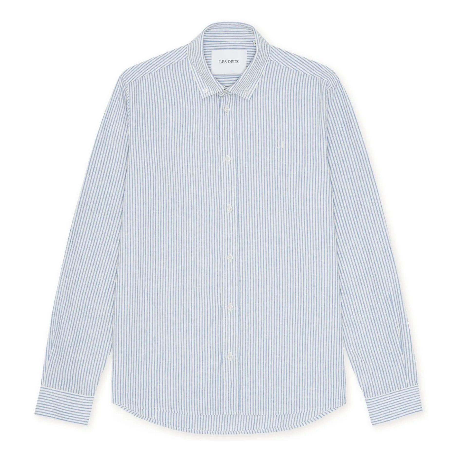 Les Deux Azure Blue Striped Shirt Konrad Linen