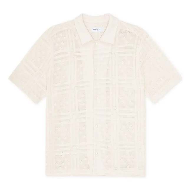 Hector Pointelle Camisa de algodón de manga corta  | Blanco