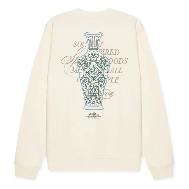 Sudadera Ben Faience de algodón con cuello redondo | Crema