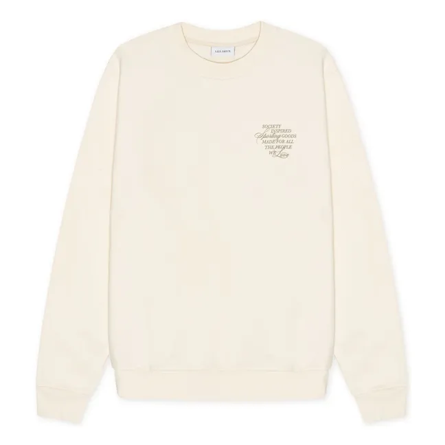 Sudadera Ben Faience de algodón con cuello redondo | Crema