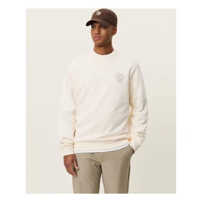 Sudadera Ben Faience de algodón con cuello redondo | Crema
