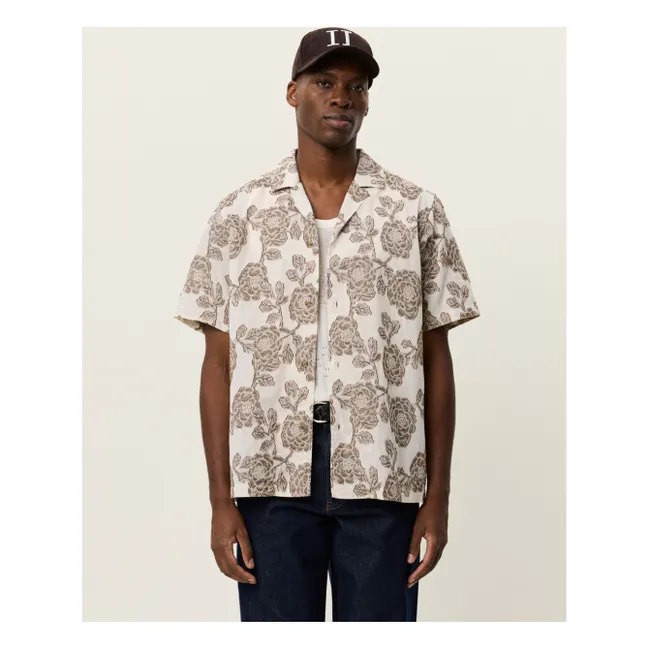 Camisa Lesley Jacquard de manga corta | Marfil
