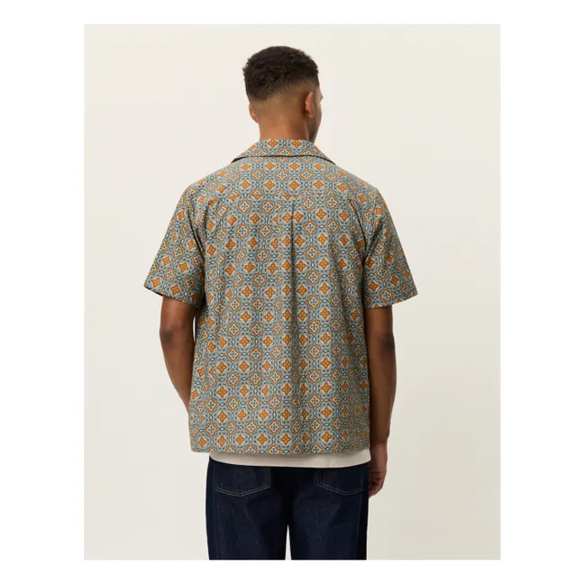 Chemise Manches Courtes Lukas Arabesque Coton Bio | Vert argile