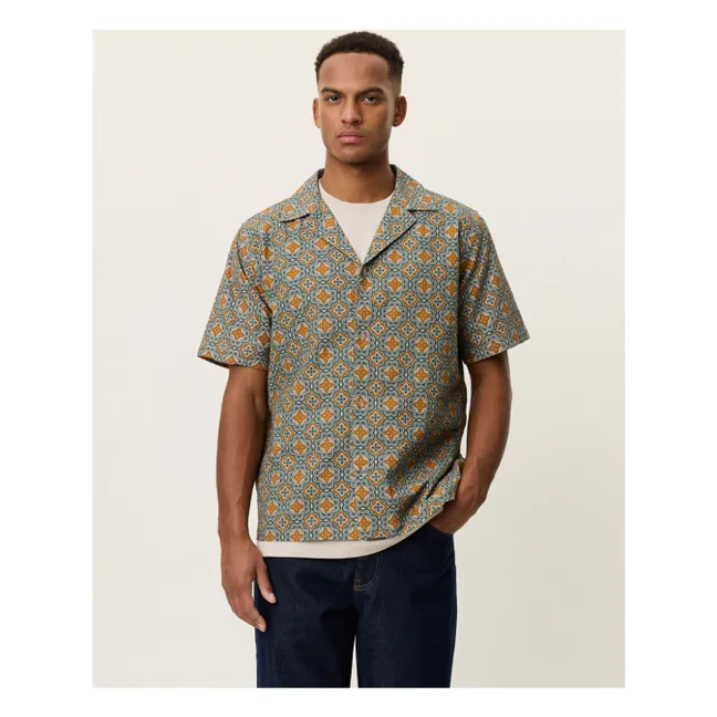 Chemise Manches Courtes Lukas Arabesque Coton Bio | Vert argile