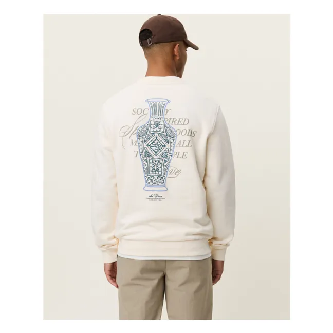 Sudadera Ben Faience de algodón con cuello redondo | Crema