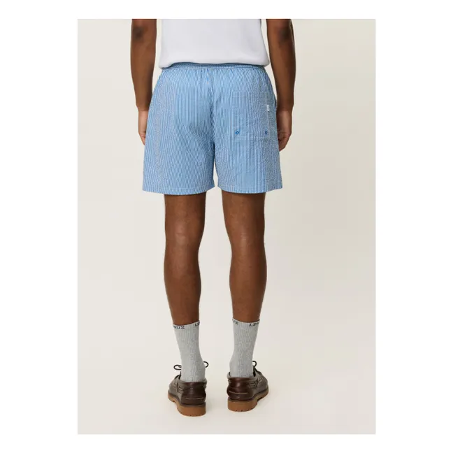 Short de Bain rayé Stan Seersucker | Bleu azur