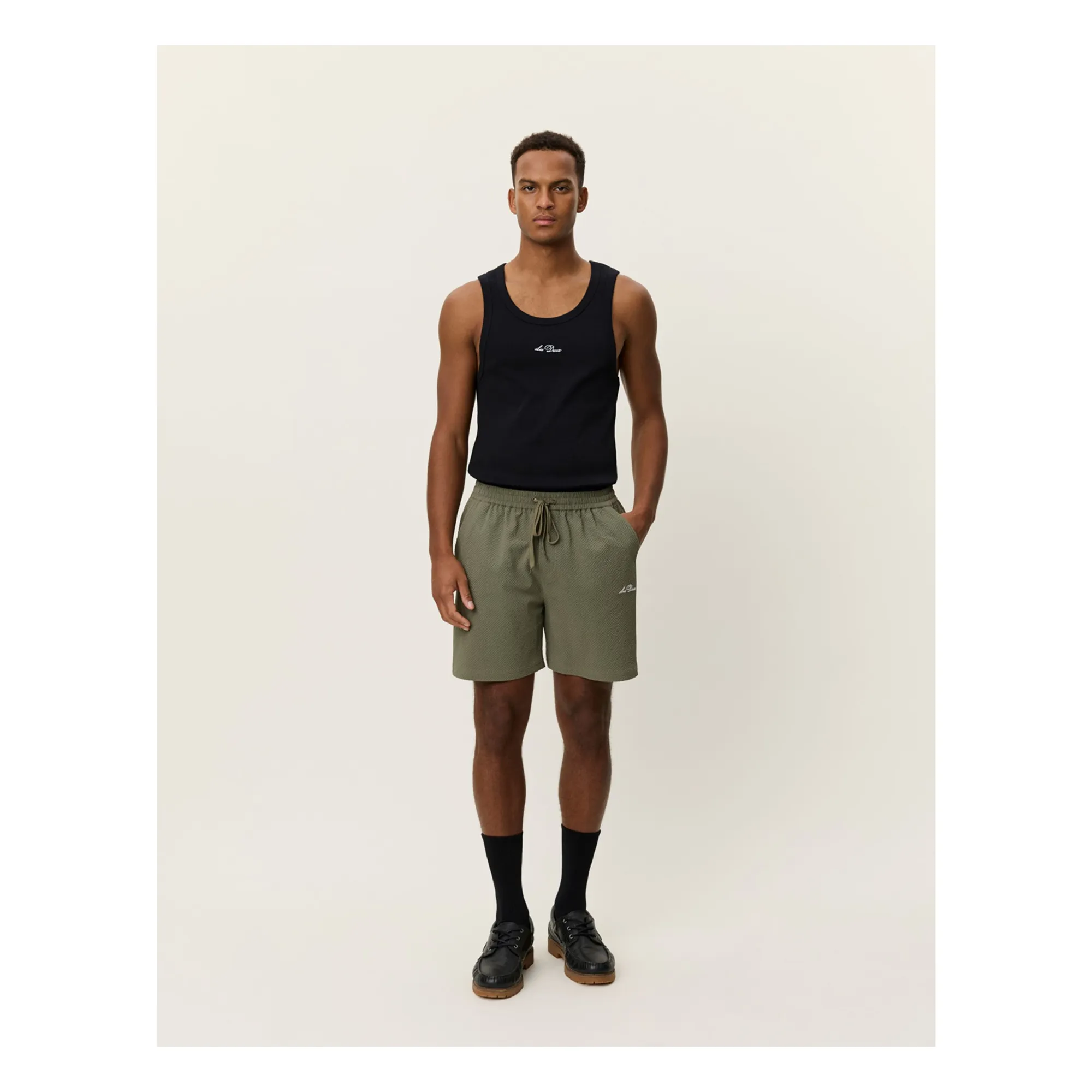 Short de Bain Stan Seersucker | Khaki- Image produit n°1