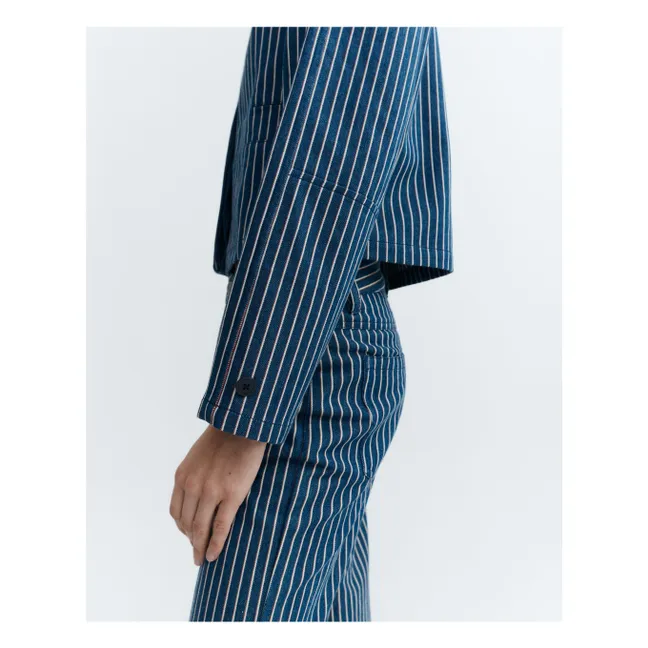 Astrid Stripes Organic Cotton Jacket | Grey blue