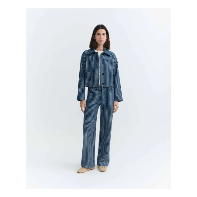 Veste Rayures Astrid Coton Bio | Bleu gris