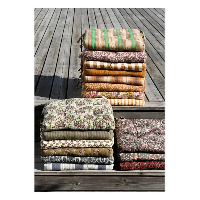 Cuscino per sedia in cotone a righe | Camel