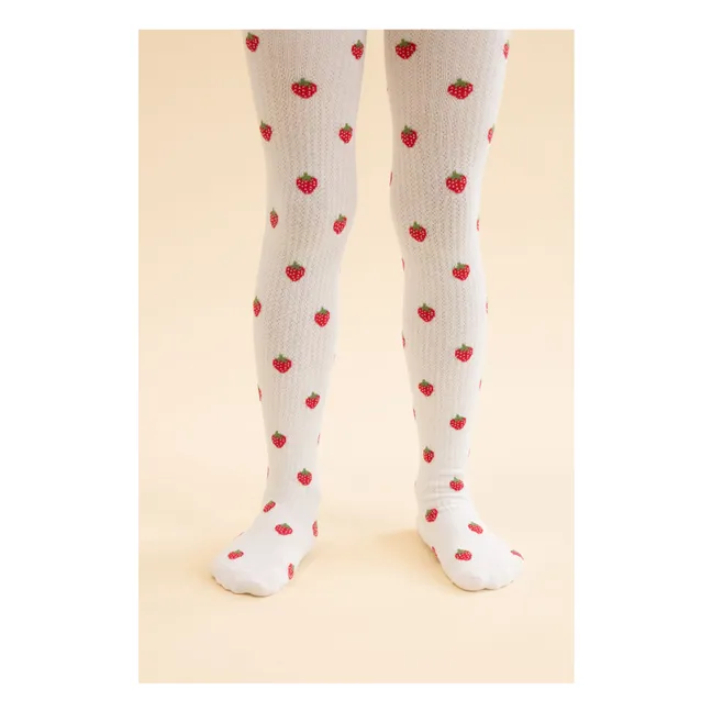 Set of 2 Pairs of Pointelle Vera Strawberry Tights | Pink